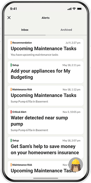 Proactive alerts screen
